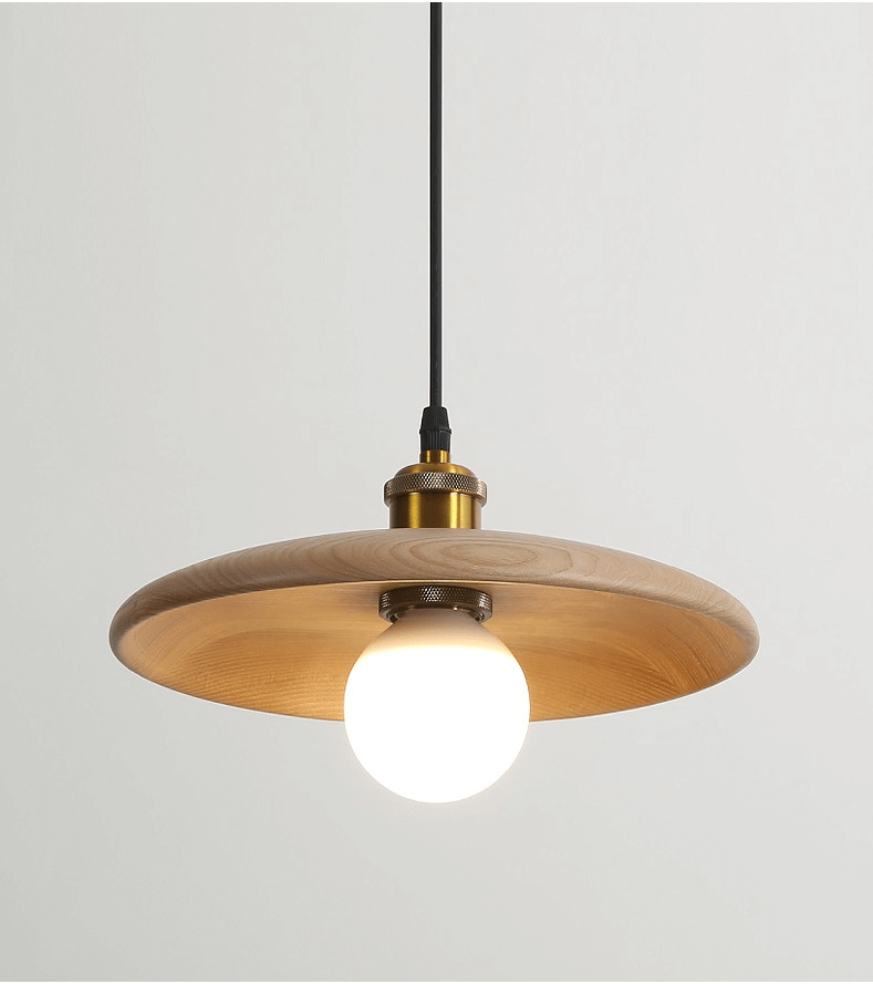 Suspension Nordique Bois, Design Soucoupe Vintage