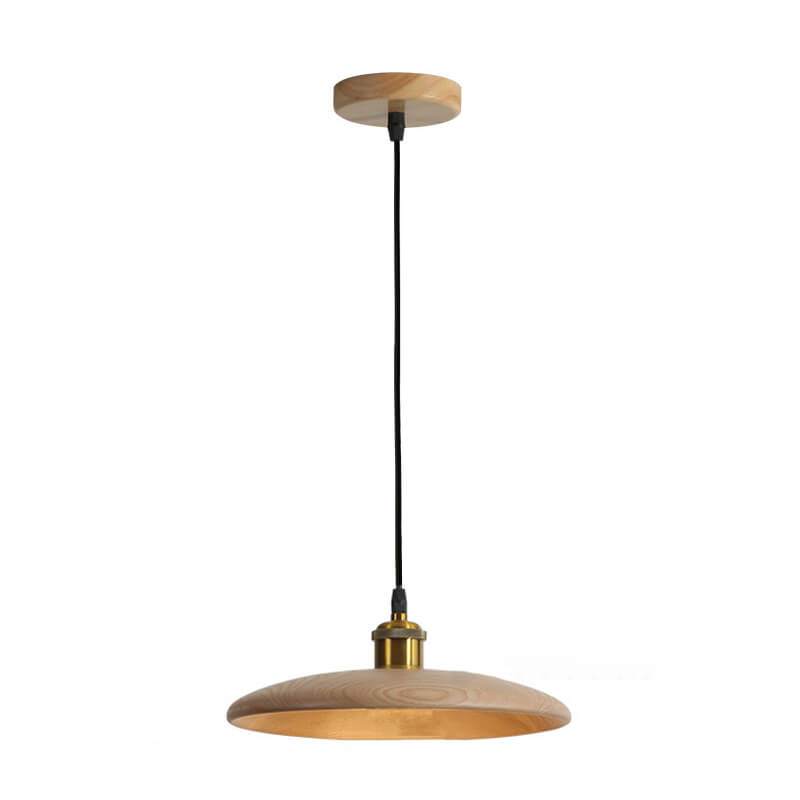 Suspension Nordique Bois, Design Soucoupe Vintage
