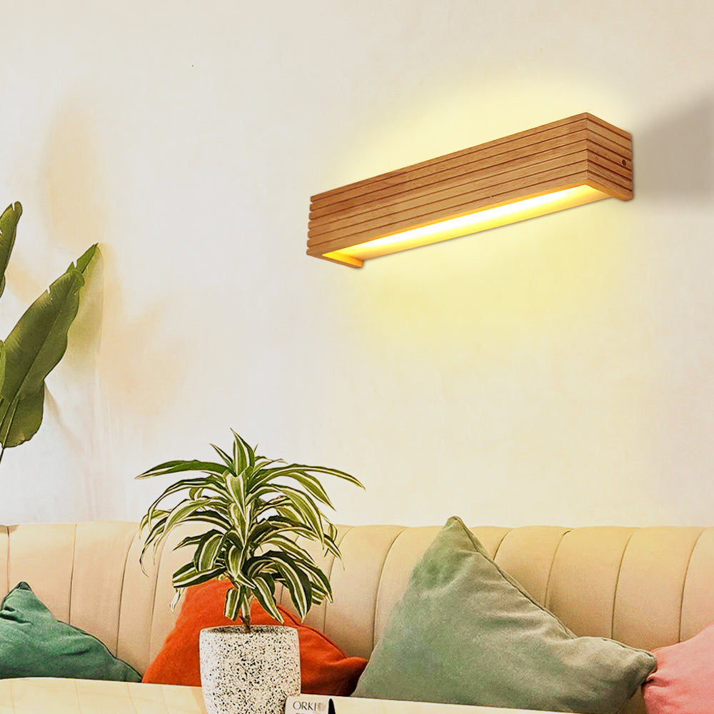 Applique Murale LED Bois, Style Nordique, Chambre
