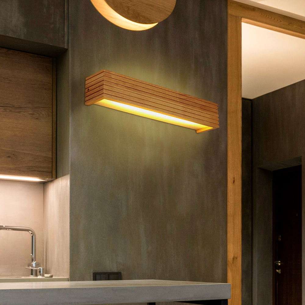 Applique Murale LED Bois, Style Nordique, Chambre