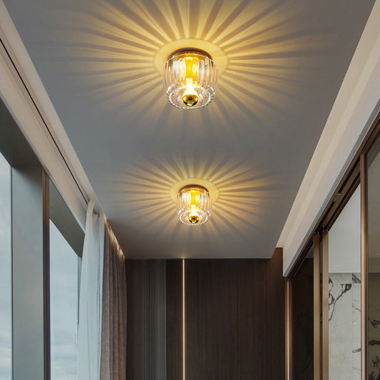 Lumière de plafond encastrée moderne en verre forme soleil cuivre pleine à double usage 1 lumière