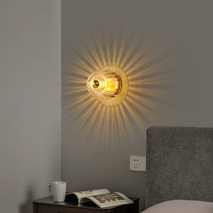 Lumière de plafond encastrée moderne en verre forme soleil cuivre pleine à double usage 1 lumière