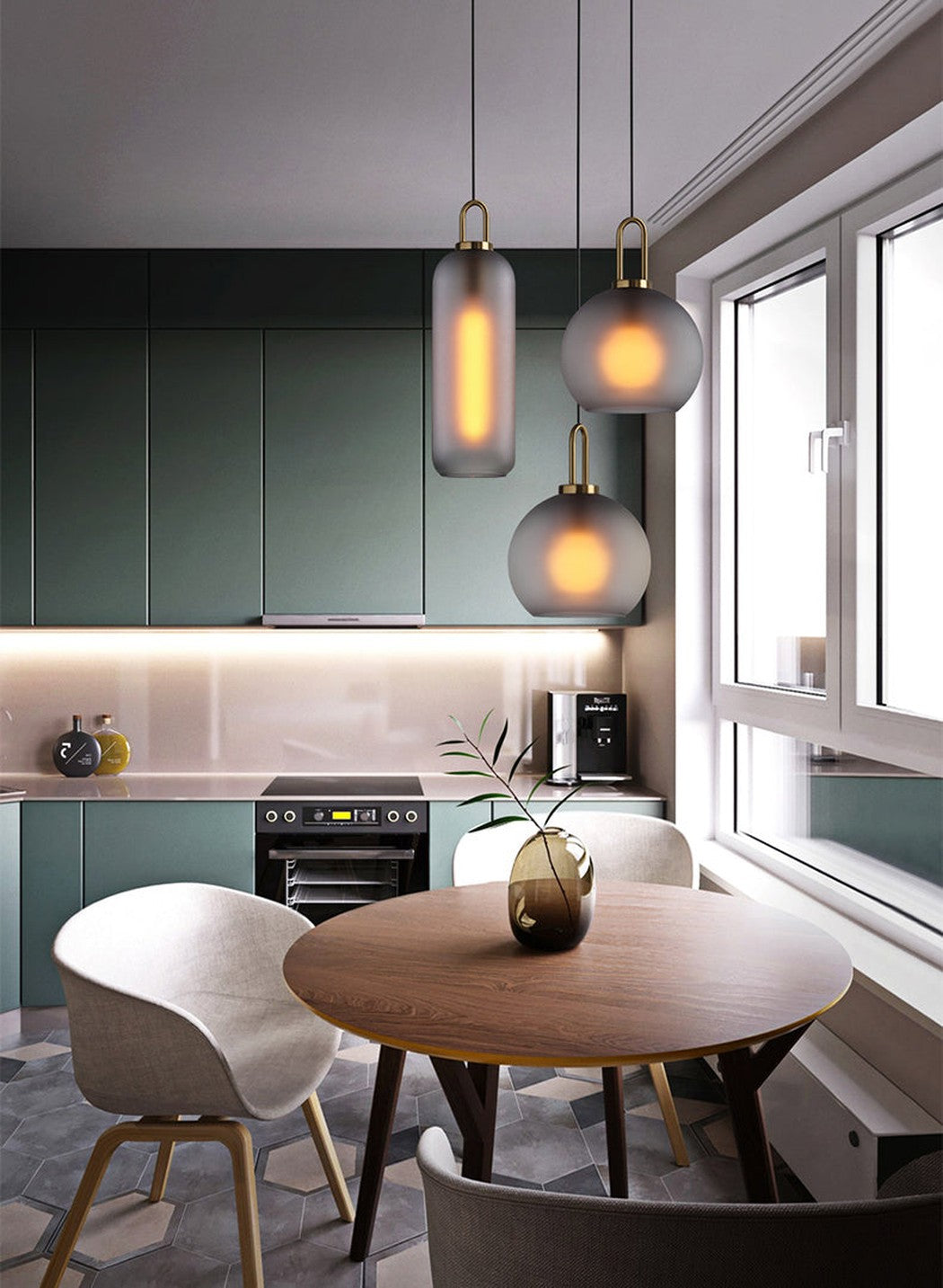 Suspension en Verre Sphère ou Capsule Finition Laiton