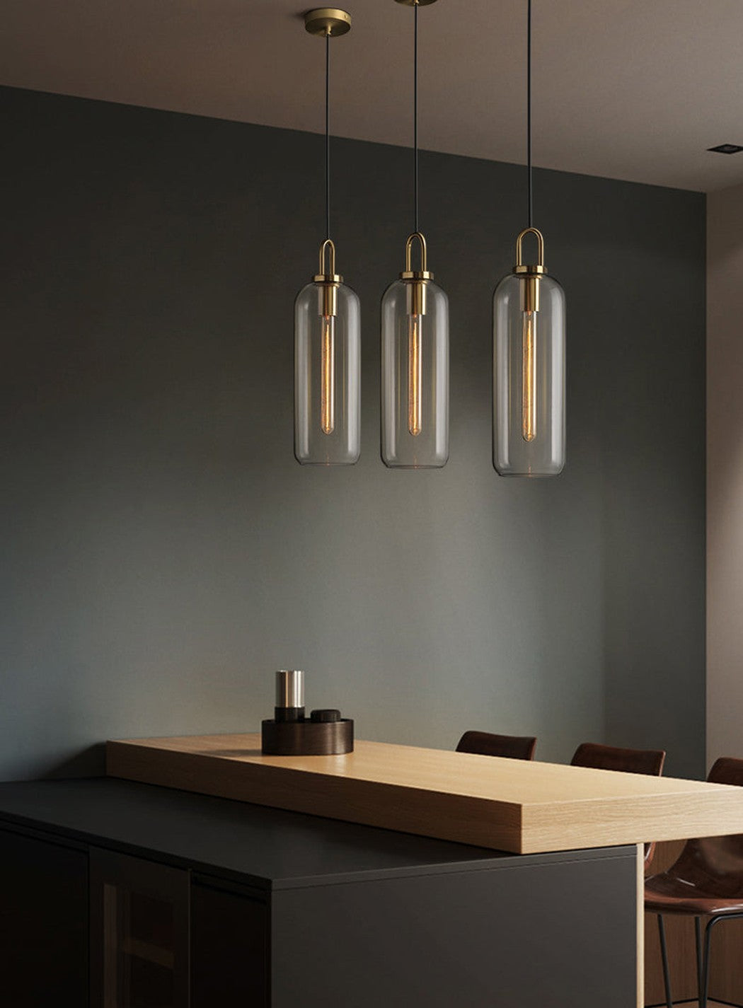 Suspension en Verre Sphère ou Capsule Finition Laiton