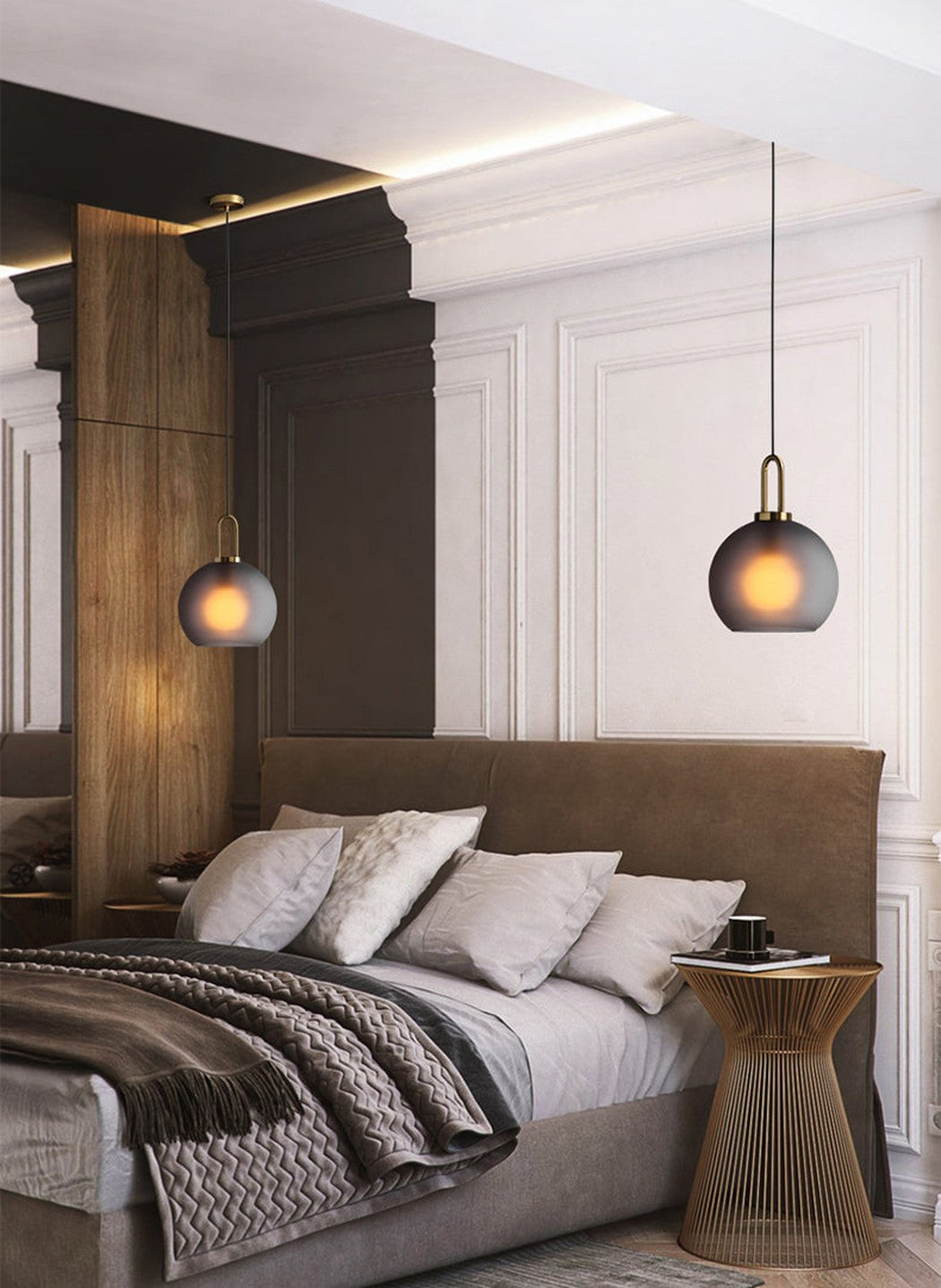 Suspension en Verre Sphère ou Capsule Finition Laiton