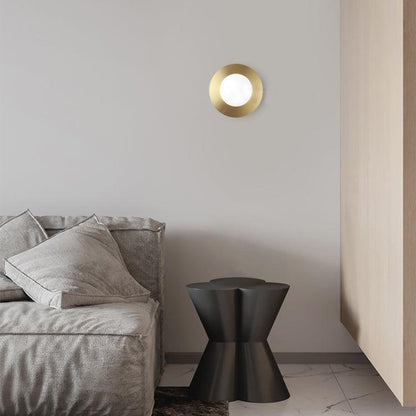 Applique Murale Ronde Laiton Verre Opale Moderne