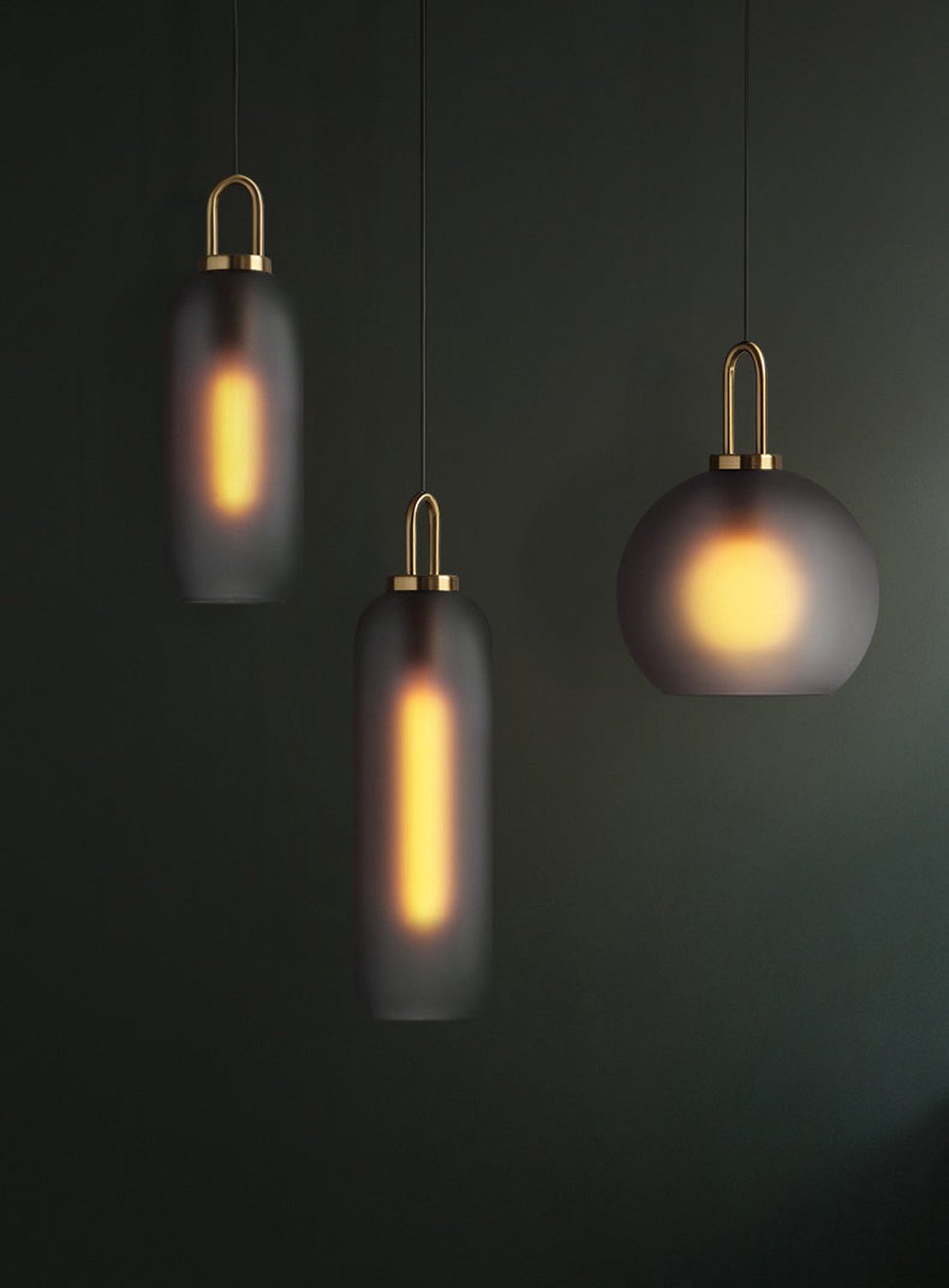 Suspension en Verre Sphère ou Capsule Finition Laiton