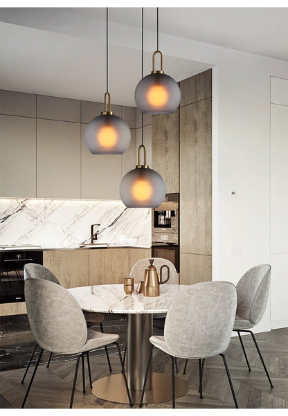 Suspension en Verre Sphère ou Capsule Finition Laiton