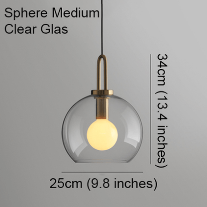 Suspension en Verre Sphère ou Capsule Finition Laiton