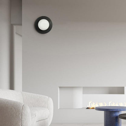 Applique Murale Ronde Laiton Verre Opale Moderne