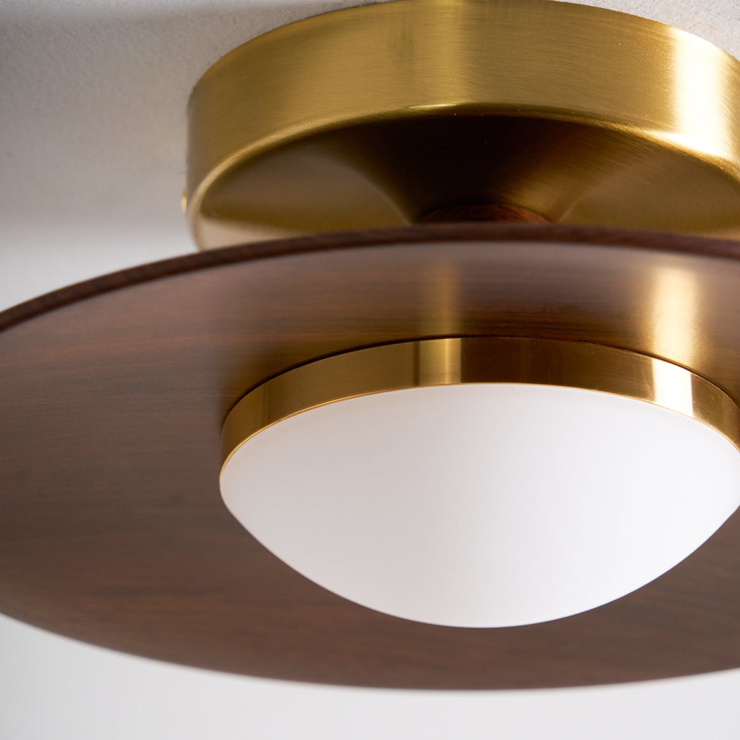 Plafonnier LED Olav, Bois Noyer & Laiton Doré, 24cm