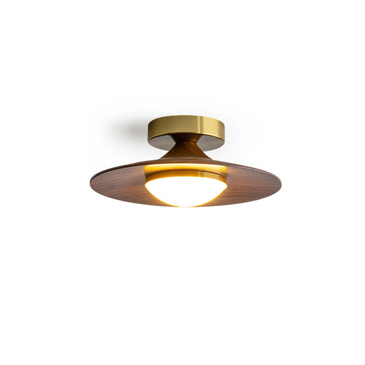 Plafonnier LED Olav, Bois Noyer & Laiton Doré, 24cm