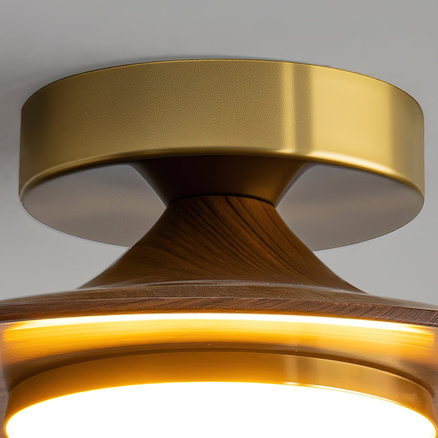 Plafonnier LED Olav, Bois Noyer & Laiton Doré, 24cm