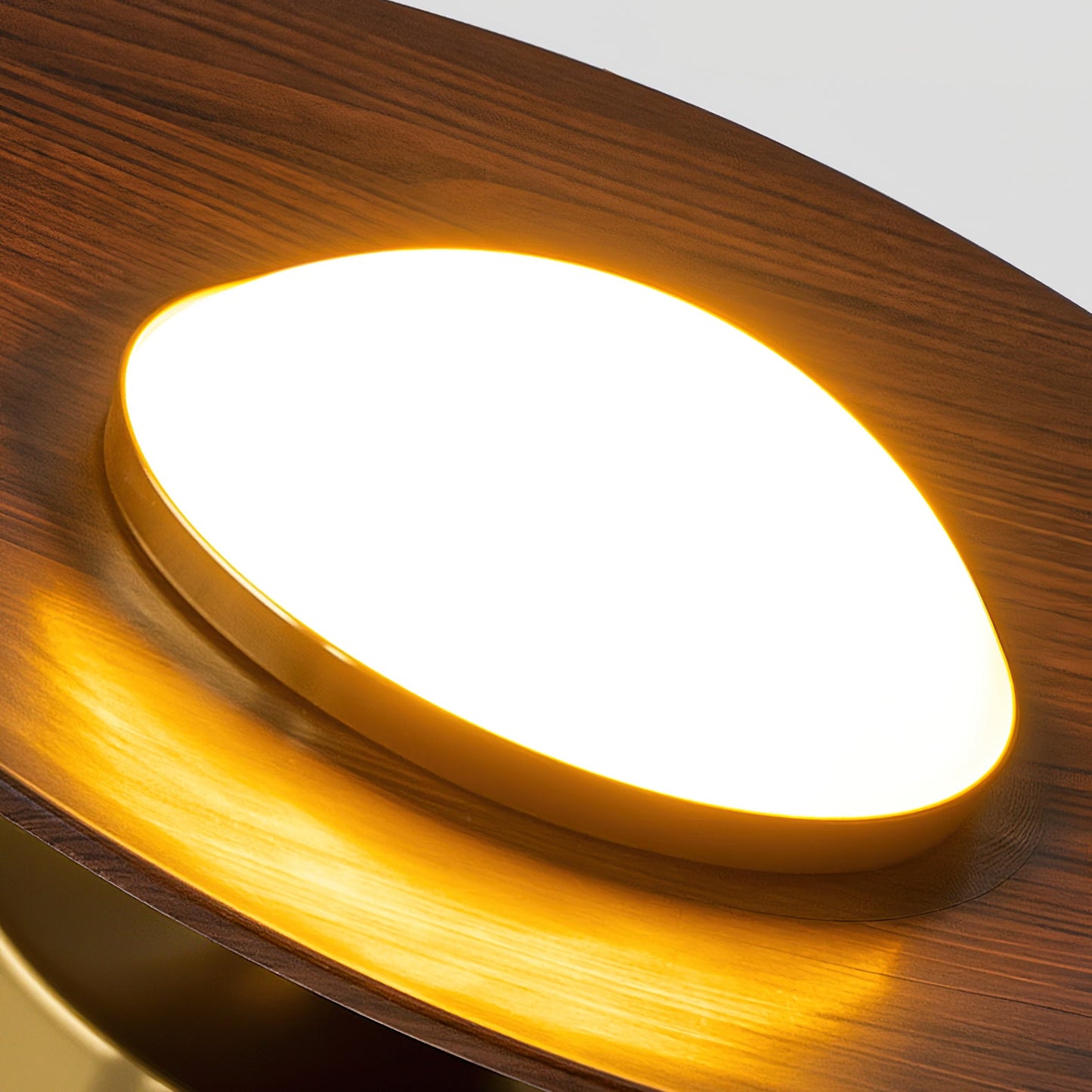 Plafonnier LED Olav, Bois Noyer & Laiton Doré, 24cm