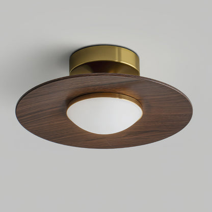 Plafonnier LED Olav, Bois Noyer & Laiton Doré, 24cm
