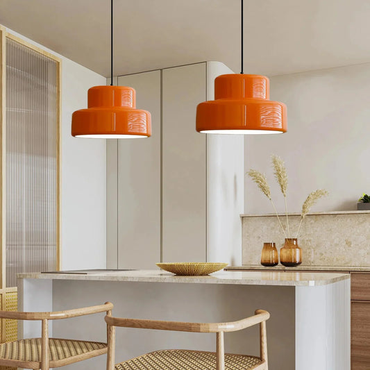Suspension Orange Vintage Style Bauhaus en Fer 35 cm