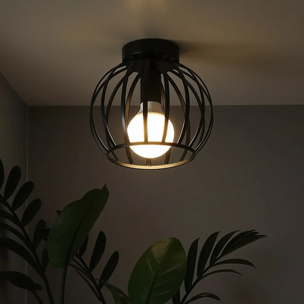Plafonnier Industriel Noir Métal Design Ouvert
