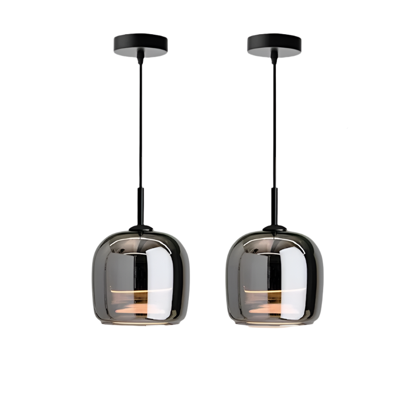 Suspension Nordique en Verre Noir | Éclairage Élégant et Moderne pour Intérieur