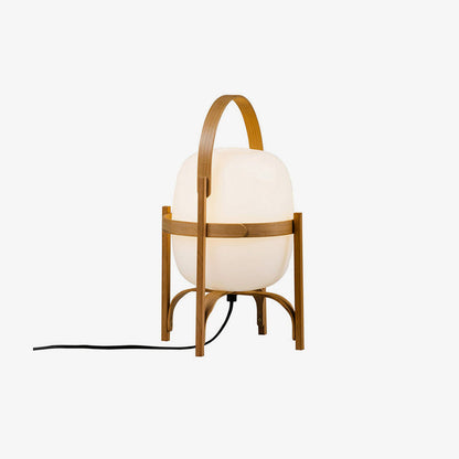 Lampe Nomade en Verre et Bois, Style Lanterne