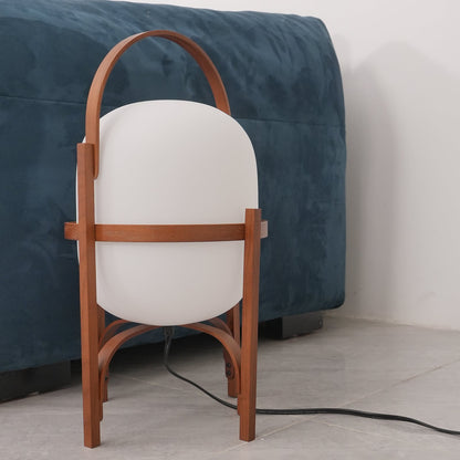Lampe Nomade en Verre et Bois, Style Lanterne