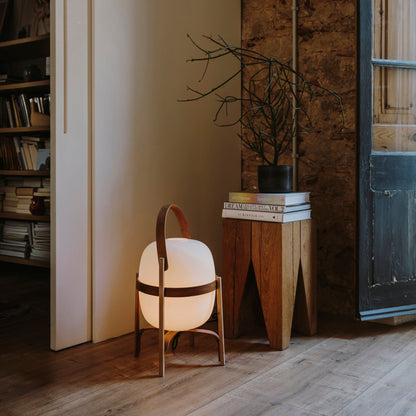 Lampe Nomade en Verre et Bois, Style Lanterne