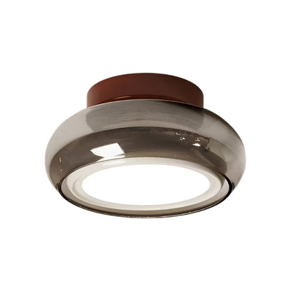 Plafonnier Bauhaus Verre Ambré LED Rétro Moderne