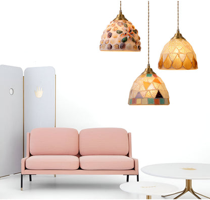 Suspension Coquillages Naturels – Laiton coloré