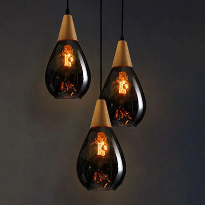 Suspension Verre Soufflé Motif Eau Style Rétro