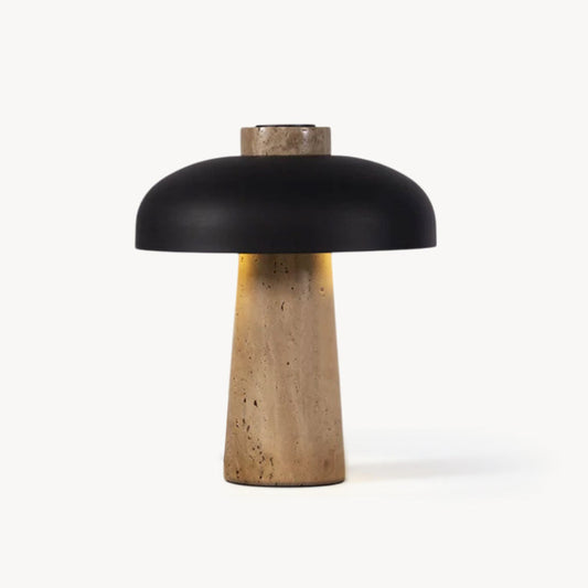 Lampe de Table Design en Travertin et Aluminium