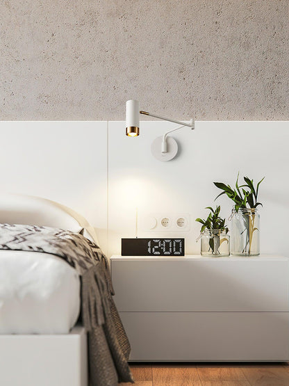 Applique Murale Ridge Bras Articulé, Métal Noir ou Blanc