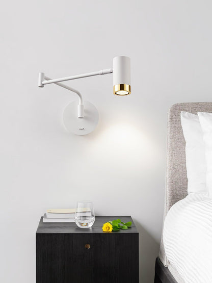 Applique Murale Ridge Bras Articulé, Métal Noir ou Blanc
