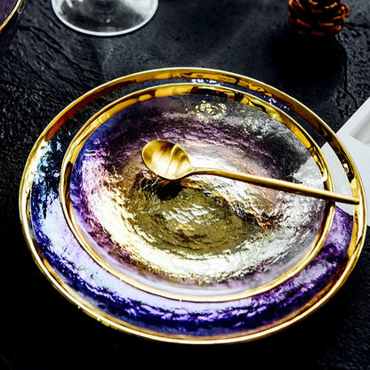 Collection d'assiettes Rainbow Opaque – Élégance irisée en verre transparent