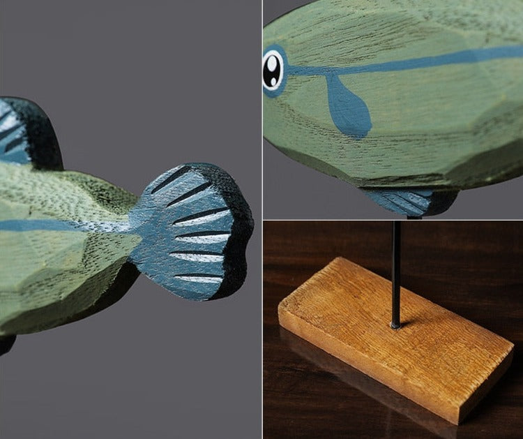 Sculpture Artisanale en Bois – Poisson d’Eau Douce Décoratif