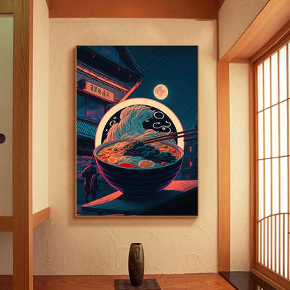 Affiches Néon Japonaises pour Cuisine | Peinture sur Toile Décorative pour Maison