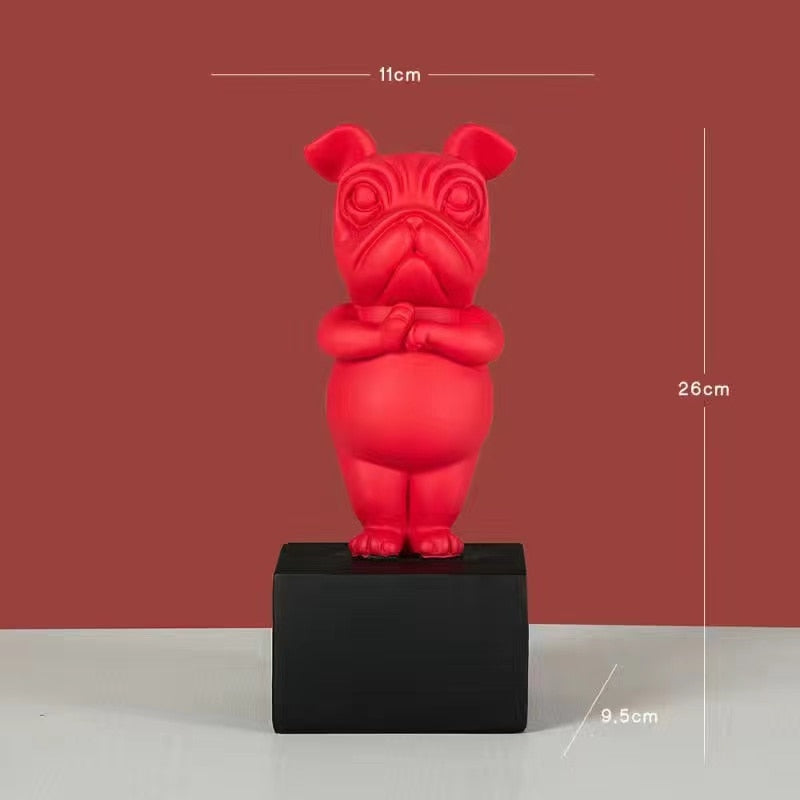 Statuette Chien Bulldog en Résine – Figurine Abstraite Yoga Déco Moderne pour Maison et Bureau