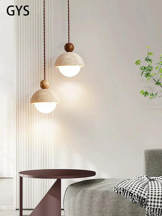 Petite Suspension en Pierre | Lustre Design Moderne en Forme de Bouton de Fleur pour Chambre, Style Crème