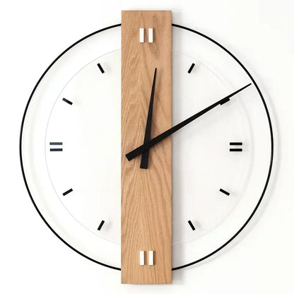 Horloge Murale Silencieuse Bois Chêne Minimaliste