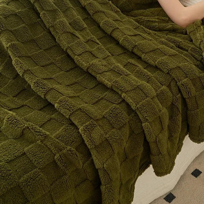 Plaid Polaire à Carreaux Doux et Chaud, Polyester
