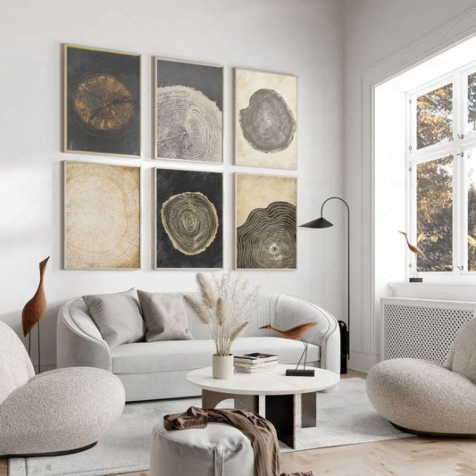 Toile Abstraite Anneaux d’Arbre – L’Art du Temps Gravé par la Nature
