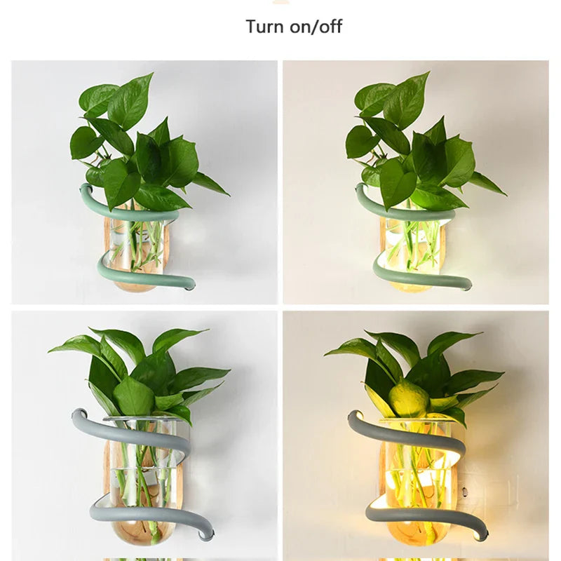 Applique Murale Vase LED Bois, 10W, Design Nordique