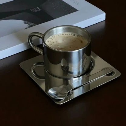 Set Tasse à Café Inox Vince, Design Nordique, 3 Pièces