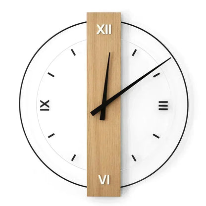 Horloge Murale Silencieuse Bois Chêne Minimaliste