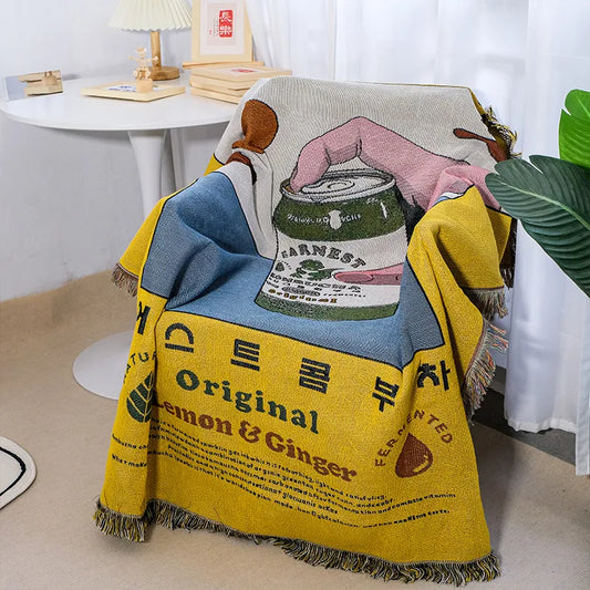 Couverture Artistique Kombucha – Douceur Rétro et Confort Quotidien