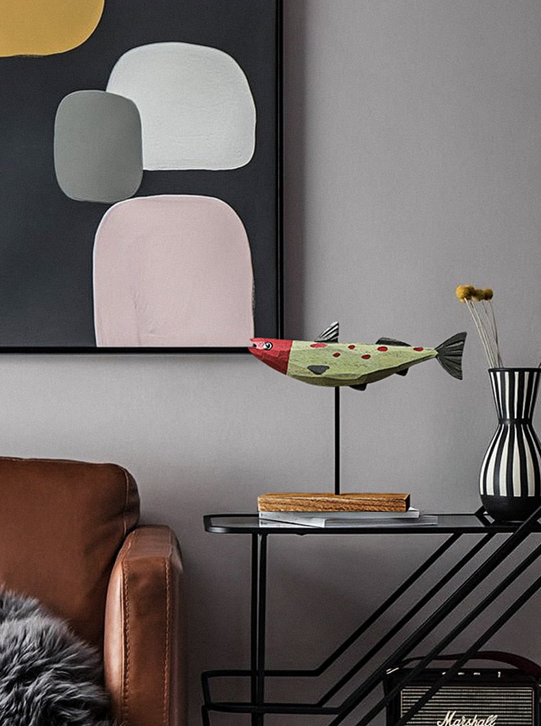 Sculpture Artisanale en Bois – Poisson d’Eau Douce Décoratif