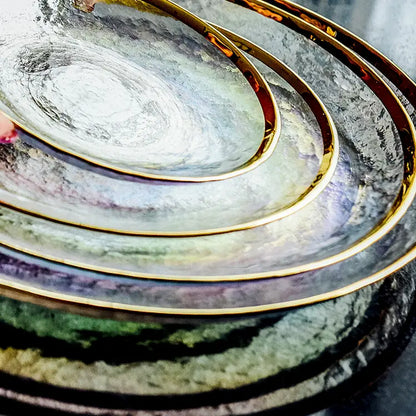 Collection d'assiettes Rainbow Opaque – Élégance irisée en verre transparent