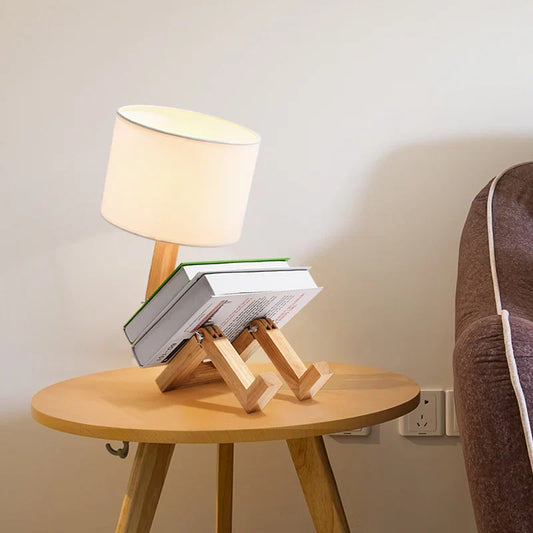 Lampe de Chevet Design Articulée Bois & Tissu