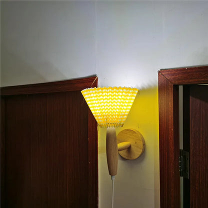 Lampe Pétale | Applique Murale en Bois au Style Nordique avec Design Plissé Ancien