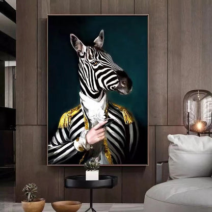 Toile Animalière Chic - Posters Zèbre Lion Éléphant
