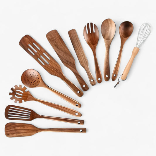 Set d’Ustensiles de Cuisine EcoWood – Élégance Naturelle et Performance au Quotidien