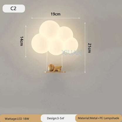 Lampe Murale Nuage Cartoon | Applique Mignonne pour Chambre d'Enfant et Chambre de Bébé